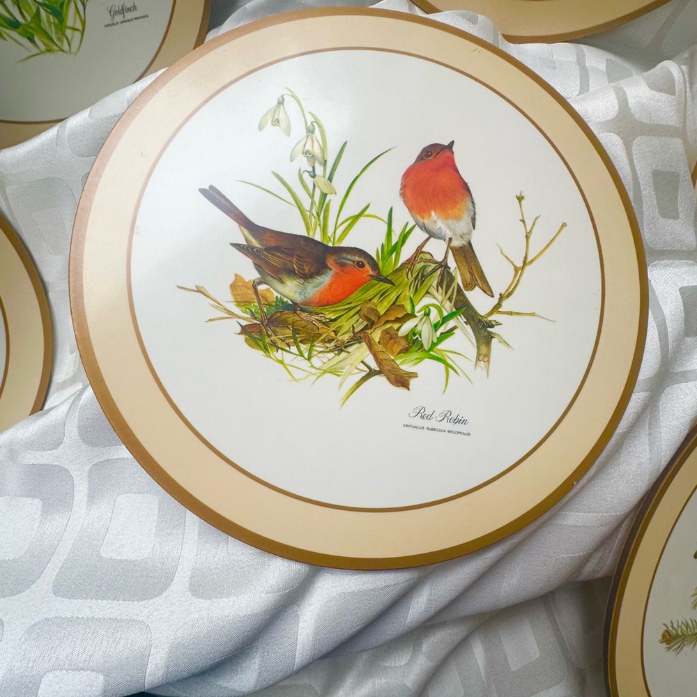 EUC Set of 6 Wooden Bird Coasters - Made in England - Picture 5 of 9